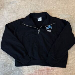 NFL Black Zip-Up Jacket with Blue Lions Logo